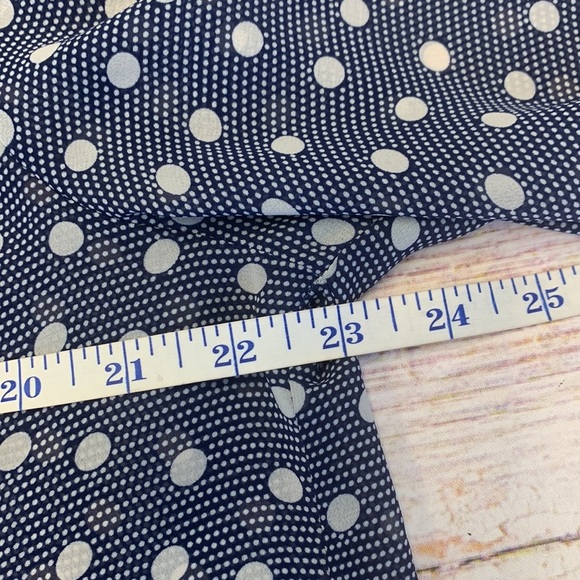 Max Studio Navy/White Polkadot Blouse • Sz L - Picture 6 of 11